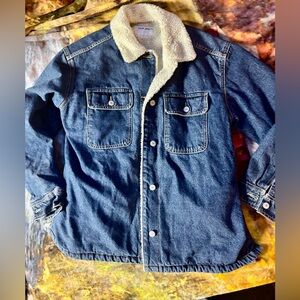 Old Navy Blue Denim Jacket with Sherpa Collar